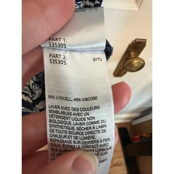 Whistles Tropical Printed Women's 2 T Shirt Dress Oversized Blue White Vacation - Picture 10 of 14